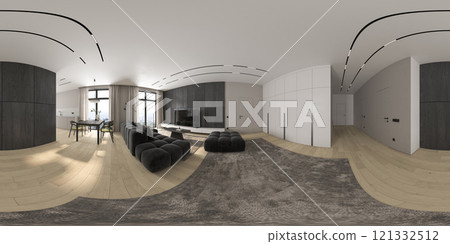 360 panorana of modern interior room 3D rendering 360 panorana of modern interior room 3D rendering 121332512