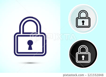 Lock icon design illustration. Security sign symbol, padlock icon Lock icon design illustration. Security sign symbol, padlock icon 121332848