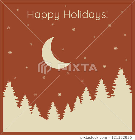 Winter forest pine tree, xmas elements template. Christmas greeting card vector illustration 121332930
