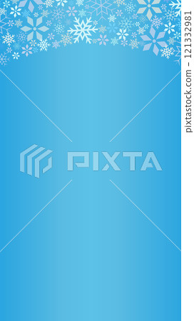 Vector frame background illustration of snowflakes on a light blue background [without text] [vertical] 121332981