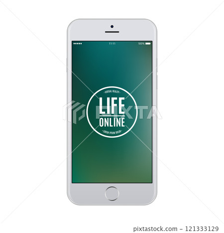 smartphone grey color with blank colored screen isolated on white background. stock vector illustration eps10 121333129