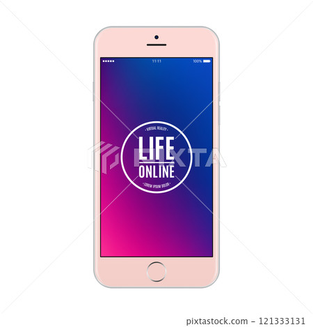 smartphone rose gold color with colored screen isolated on white background. stock vector illustration eps10 121333131