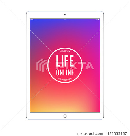 tablet color with blank colored screen isolated on white background. stock vector illustration eps10 121333167
