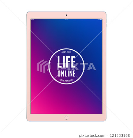 tablet rose gold color with colored screen isolated on white background. stock vector illustration eps10 tablet rose gold color with colored screen isolated on white background. stock vector illustration eps10 121333168