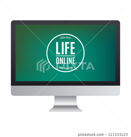 computer matte black color with colored screen isolated on white background. stock vector illustration eps10 computer matte black color with colored screen isolated on white background. stock vector illustration eps10 121333225