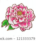 Watercolor illustration of pink peony 121333379