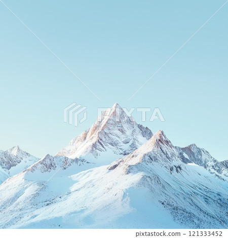 Majestic snow-covered mountain range under morning light 121333452