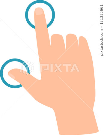 Multi touch hand gesture pinching on a touchscreen, zooming in or interacting seamlessly with a digital interface, enhancing user experience on mobile devices and tablets 121333661