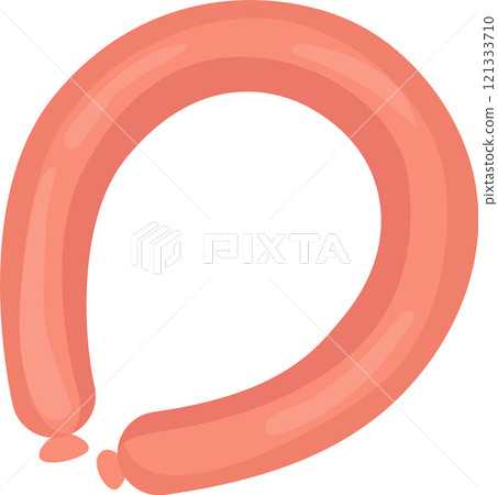 Sausage forming a circular shape against a white background, symbolizing themes of food, meat, protein, and the culinary arts, evoking creativity and delicious meal ideas Sausage forming a circular shape against a white background, symbolizing themes of food, meat, protein, and the culinary arts, evoking creativity and delicious meal ideas 121333710