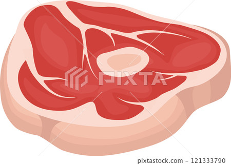 Raw beef steak with visible muscle fibers and fat, ideal for grilling or pan frying, representing a protein rich ingredient for a healthy and balanced diet 121333790