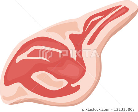 Cartoon drawing featuring a vibrant piece of fresh red meat with visible fat, highlighting the significance of protein and promoting healthy eating habits in a balanced diet Cartoon drawing featuring a vibrant piece of fresh red meat with visible fat, highlighting the significance of protein and promoting healthy eating habits in a balanced diet 121333802