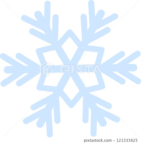 Light blue snowflake featuring six symmetrical branches, capturing the essence of winter and Christmas. Evoking cold weather and frozen water, this delicate design embodies seasonal beauty 121333825