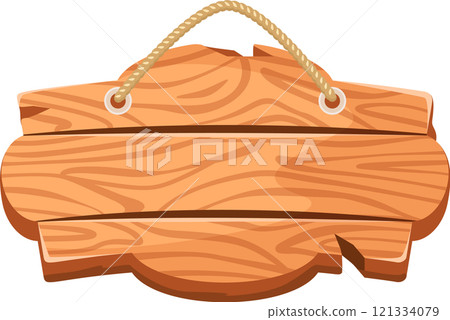 Wooden sign hanging from a rope features a blank space ideal for advertising, allowing for the addition of custom text or unique designs to suit various promotional needs Wooden sign hanging from a rope features a blank space ideal for advertising, allowing for the addition of custom text or unique designs to suit various promotional needs 121334079