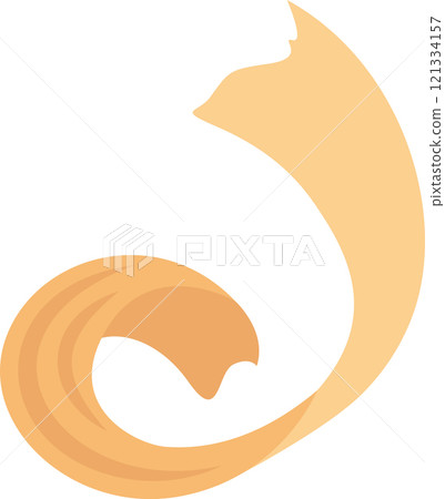 Minimalist vector illustration of a stylized cat silhouette forming the letter j with its tail, ideal for logos and branding projects related to pets, animals, or feline themes 121334157