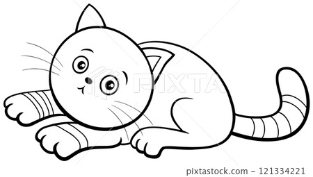 cute cartoon tabby kitten animal character coloring page 121334221