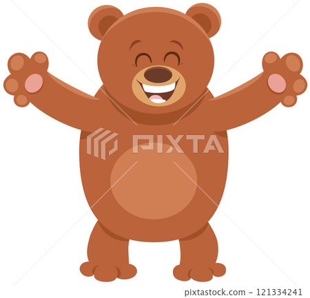 happy cartoon brown bear wild animal character 121334241