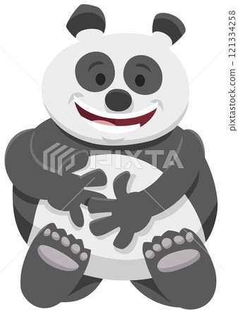 happy cartoon panda bear animal character 121334258