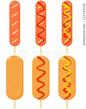 Corn dog and frankfurter Corn dog and frankfurter 121334338