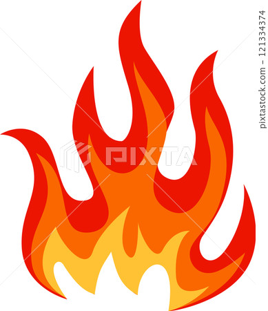Red and orange flames dancing together, creating a stylized and cartoonish fire effect, effectively representing themes of heat, energy, and danger in a vibrant manner Red and orange flames dancing together, creating a stylized and cartoonish fire effect, effectively representing themes of heat, energy, and danger in a vibrant manner 121334374