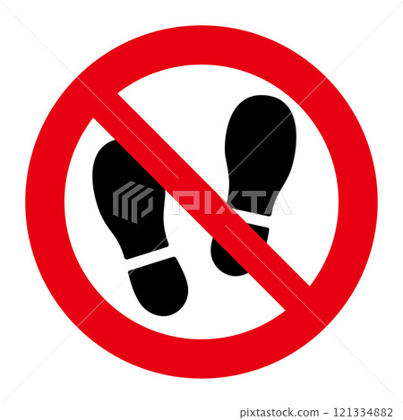 禁止穿鞋標誌 121334882