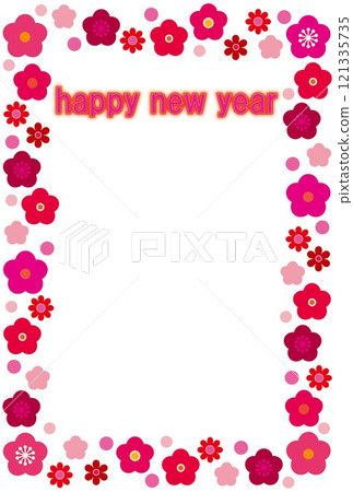 新年快樂 新年快樂 框架梅花 白色空間 新年快樂 新年快樂 框架梅花 白色空間 121335735