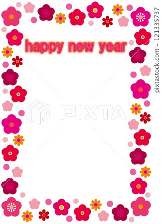 新年快樂 新年快樂 框架梅花 白色空間 新年快樂 新年快樂 框架梅花 白色空間 121335737