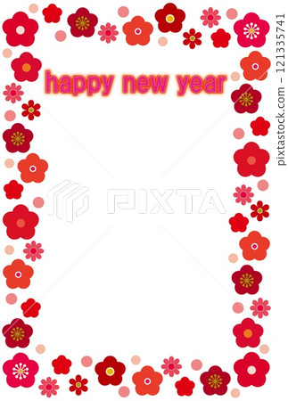 新年快樂 新年快樂 框架梅花 白色空間 新年快樂 新年快樂 框架梅花 白色空間 121335741