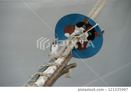 A mousetrap attached to the mooring rope of the training ship Nippon Maru A mousetrap attached to the mooring rope of the training ship Nippon Maru 121335997