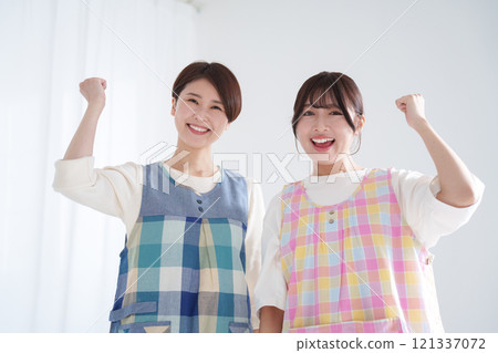 Female nursery school teachers (fist pump) Female nursery school teachers (fist pump) 121337072