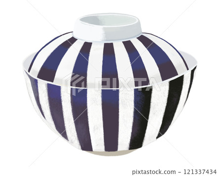 Rice bowl (striped) with lid Rice bowl (striped) with lid 121337434