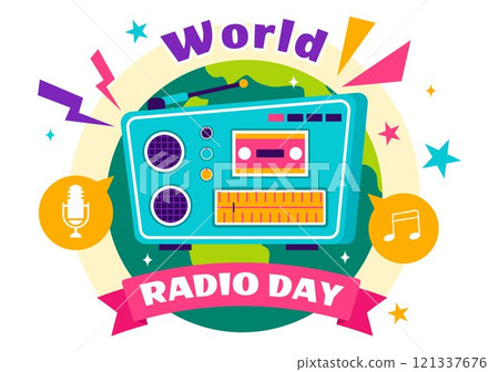 World Radio Day Vector Illustration on 13 February Depicting Technology, Science, and Communication in a Flat Style Cartoon Background World Radio Day Vector Illustration on 13 February Depicting Technology, Science, and Communication in a Flat Style Cartoon Background 121337676