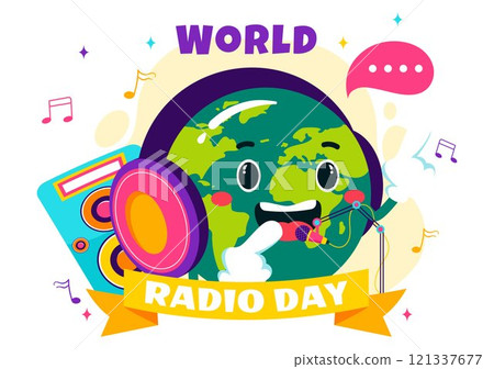 World Radio Day Vector Illustration on 13 February Depicting Technology, Science, and Communication in a Flat Style Cartoon Background World Radio Day Vector Illustration on 13 February Depicting Technology, Science, and Communication in a Flat Style Cartoon Background 121337677