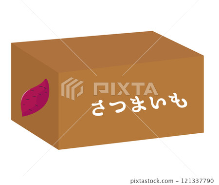 Cardboard box of sweet potatoes. Vector illustration 121337790