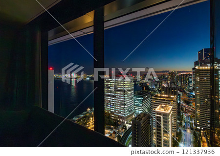 Night view from a beautiful room at Mesm Tokyo, a luxury hotel located in Waters Takeshiba near Hamamatsucho Station and Takeshiba Station 121337936