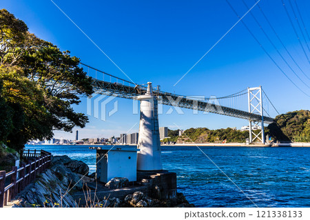 Kanmon Bridge from the Mekari Tide Observation Promenade [Kitakyushu City, Fukuoka Prefecture] 121338133