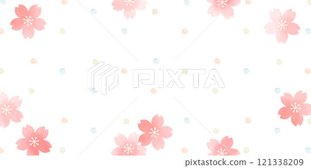 Watercolor-style cherry blossom and dot background | Spring-like pastel design (vector material) Watercolor-style cherry blossom and dot background | Spring-like pastel design (vector material) 121338209