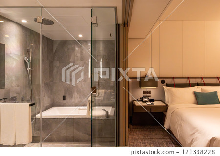 The bathroom seen from a beautiful room at Mesm Tokyo, a luxury hotel located in Waters Takeshiba near Hamamatsucho Station and Takeshiba Station 121338228