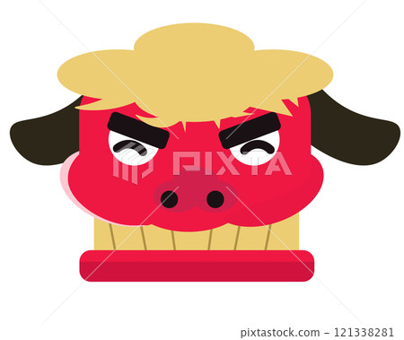 Laughing lion dance face. Vector illustration 121338281