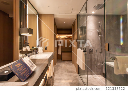 The beautiful bathroom sink in the guest room at Mesm Tokyo, a luxury hotel located in Waters Takeshiba near Hamamatsucho Station and Takeshiba Station. The beautiful bathroom sink in the guest room at Mesm Tokyo, a luxury hotel located in Waters Takeshiba near Hamamatsucho Station and Takeshiba Station. 121338322