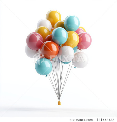 Colorful balloons in various shades floating together, creating festive and cheerful atmosphere. Perfect for celebrations, parties, and joyful occasions 121338382