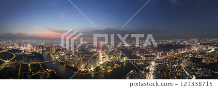 Night view panorama of Ho Chi Minh City, Vietnam 121338715