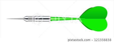 Dart arrow with metal tip and shadow. Dart throwing sport game, dartboard equipment. Vector illustration Dart arrow with metal tip and shadow. Dart throwing sport game, dartboard equipment. Vector illustration 121338838