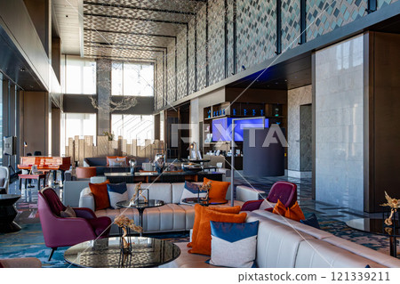 The reception lobby of Mesm Tokyo, a luxury hotel located in Waters Takeshiba near Hamamatsucho Station and Takeshiba Station. The reception lobby of Mesm Tokyo, a luxury hotel located in Waters Takeshiba near Hamamatsucho Station and Takeshiba Station. 121339211