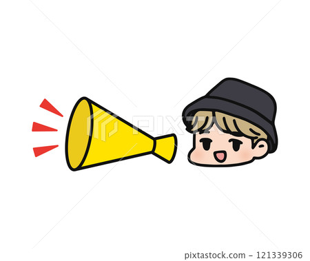 一個男人用擴音器宣布 121339306