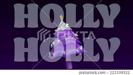 Image of christmas greetings text and christmas tree decoration 121339522