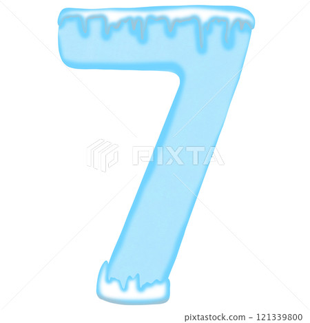 Number seven in icy blue, featuring frost and icicles for a cold, wintery feel. 121339800
