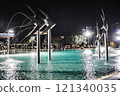 Night view of the Cairns Esplanade Lagoon and the beautiful illuminated fountains 121340035
