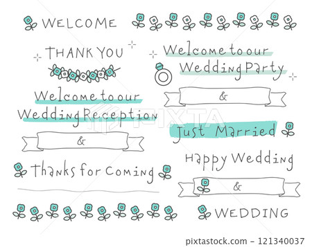 Wedding welcome board letter design illustration material set 121340037