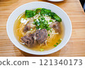 Beef noodles infused with the delicious flavor of juicy beef 121340173