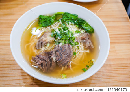 Beef noodles infused with the delicious flavor of juicy beef 121340173